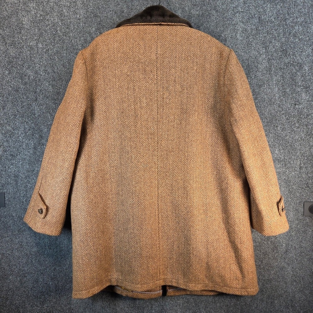 Vintage Wool Herringbone Coat Faux Fur Lined Western‎ Ranch Barn Jacket Size 44 - Picture 16 of 16